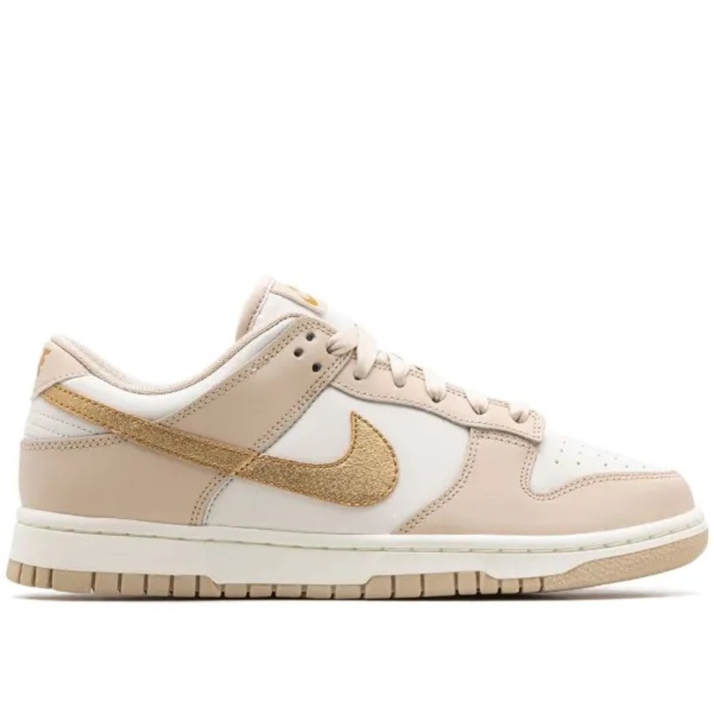 Nike Dunk Low Swoosh Gold Sneakers Size 7